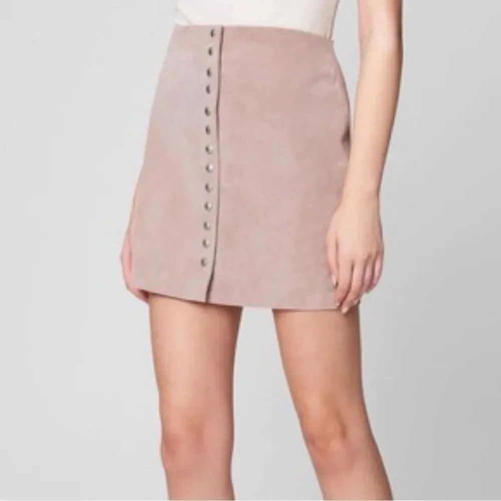 Blank NYC Snap Skirt Make Me Blush Mini Leather Pink Suede Women’s 26
